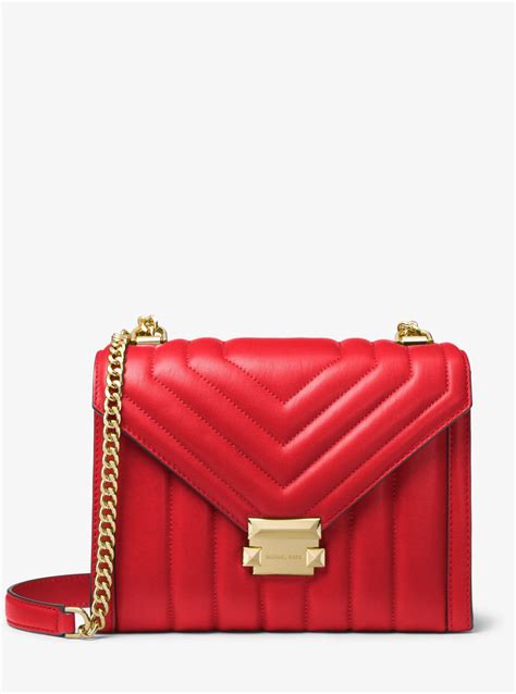 michael michael kors whitney large quilted shoulder bag red|whitney medium quilted shoulder bag.